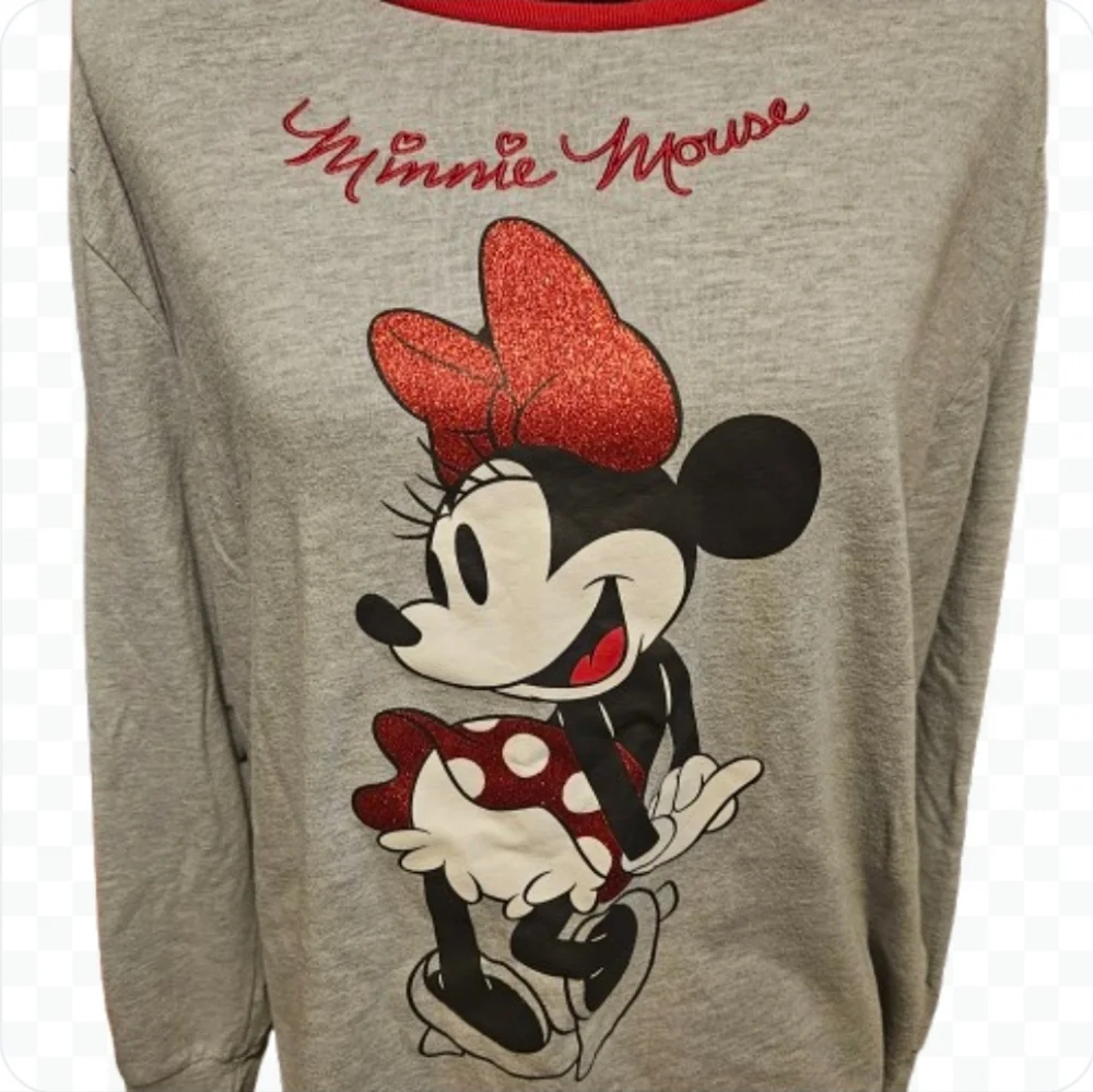 Disney Minnie Mouse Gray Theme Park Long Sleeve Tee Sz Lg